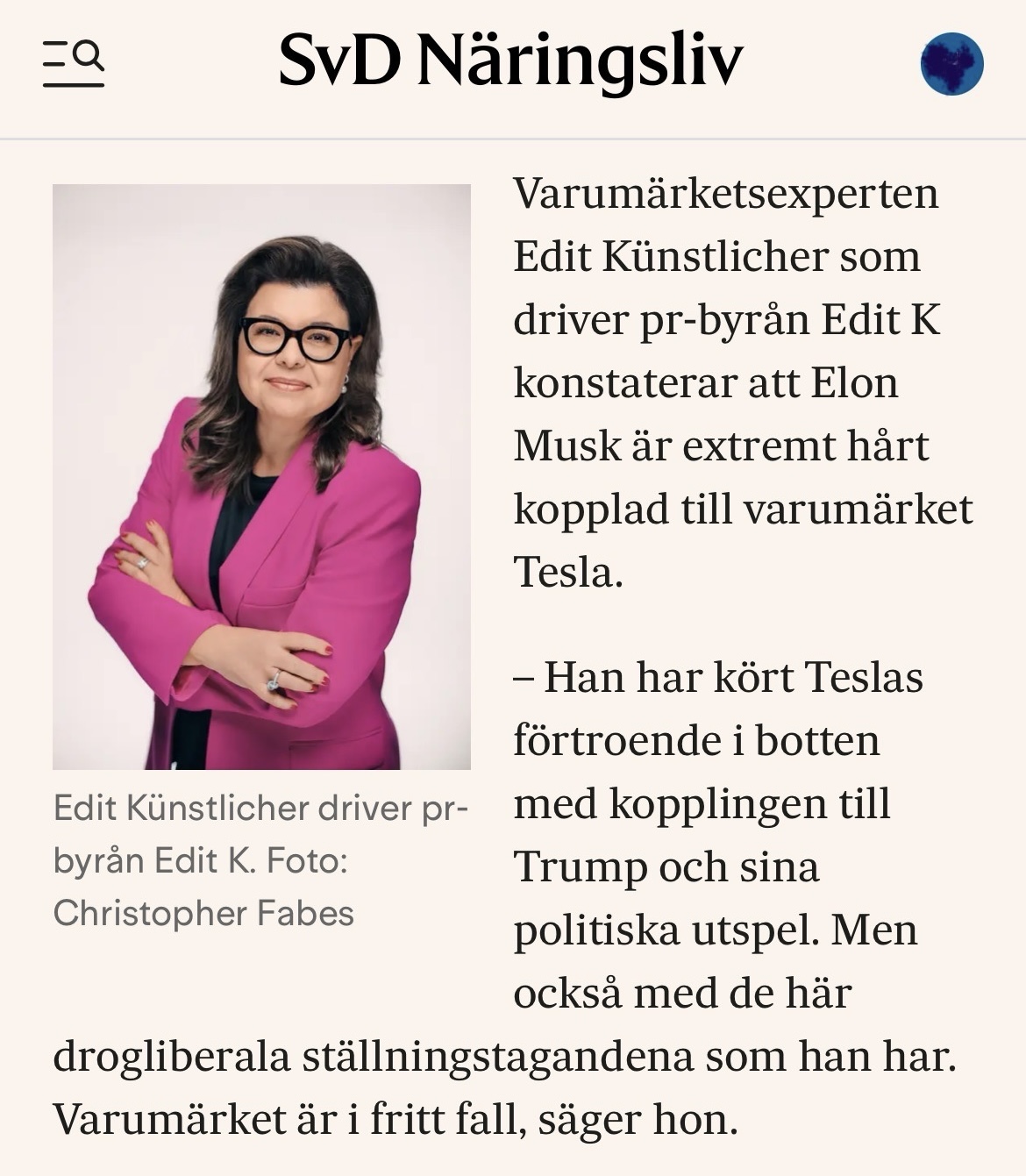 Featured image for “Intervju i SvD om Elon Musks inverkan på Teslas varumärke”